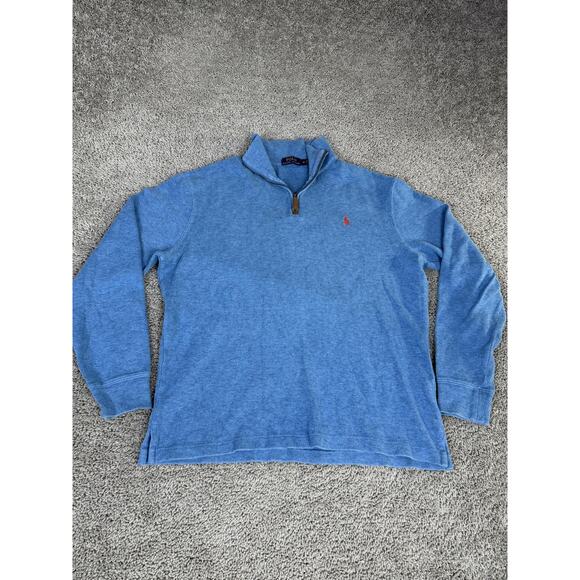 Polo Ralph Lauren Other - Polo Ralph Lauren Sweater Mens Medium Blue 1/4 Zip Mock Neck Knit Pullover